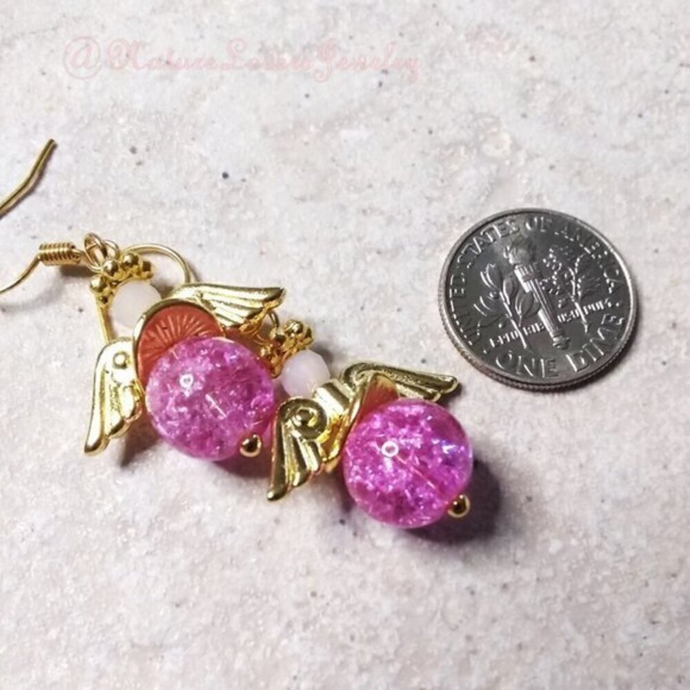 For Adults or Kids! Pink & Gold Angel Earrings! - Picture 5 of 8